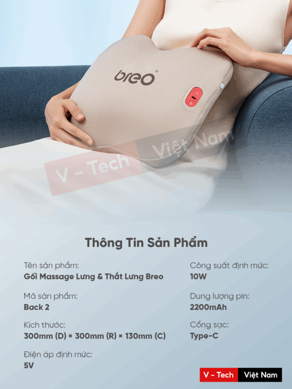 Gối Massage Lưng & Thắt Lưng Breo Back 2