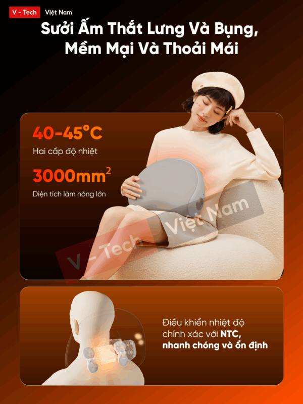 Gối Massage Cổ Và Lưng  Breo P2 – Đấm Bóp Làm Nóng