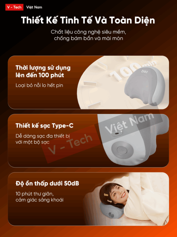 Gối Massage Cổ Và Lưng  Breo P2 – Đấm Bóp Làm Nóng