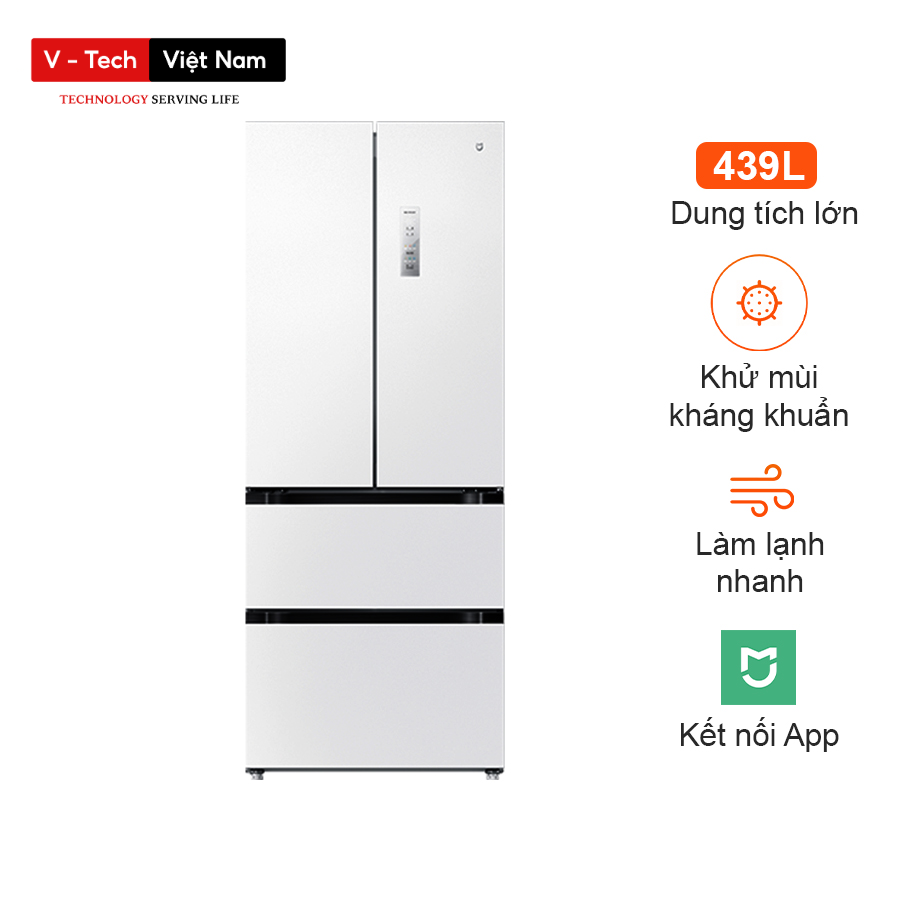 Tủ lạnh Xiaomi Mijia 439L, 4 cửa, thiết kế mỏng, tiết kiệm điện