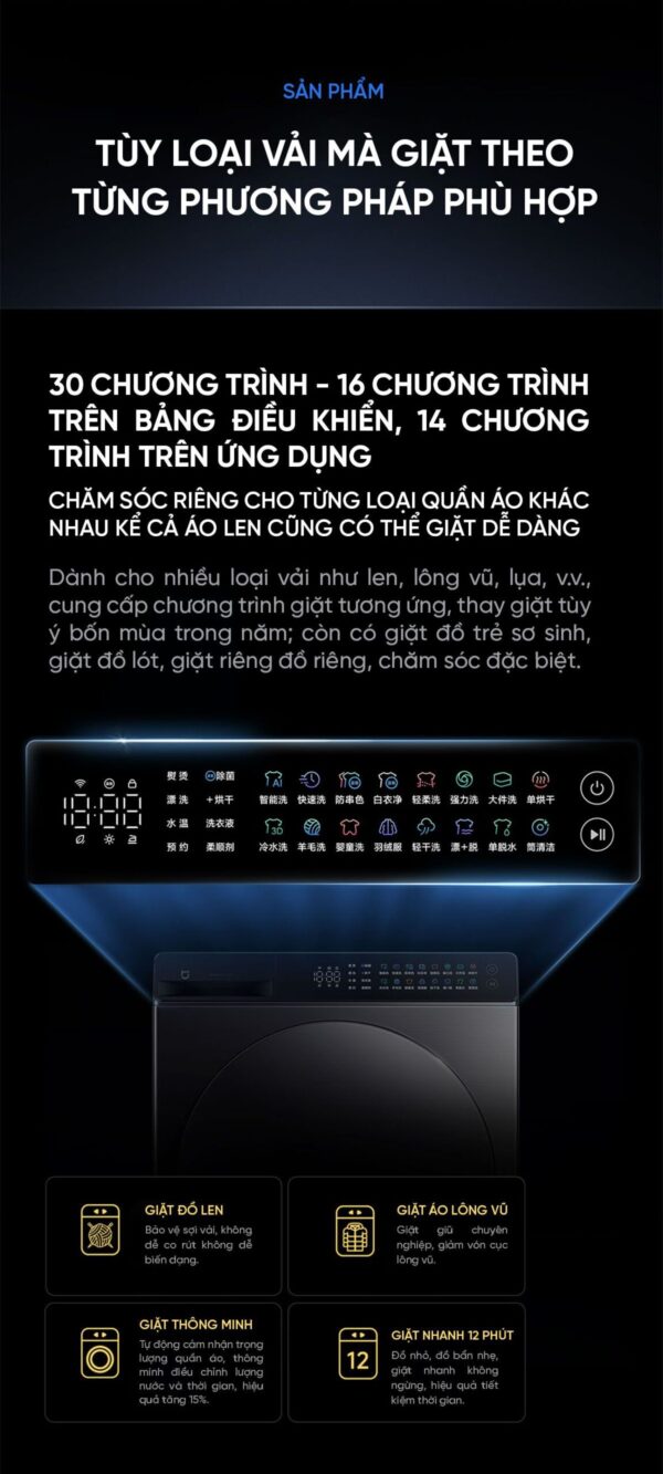 Máy giặt sấy Xiaomi Mijia MJ105 New 2025, giặt 10kg, sấy 7kg Tự Động Phân Chia Nước Giặt