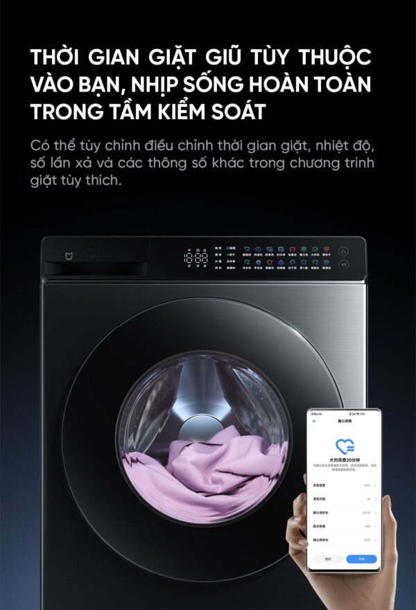Máy giặt sấy Xiaomi Mijia MJ105 New 2025, giặt 10kg, sấy 7kg Tự Động Phân Chia Nước Giặt