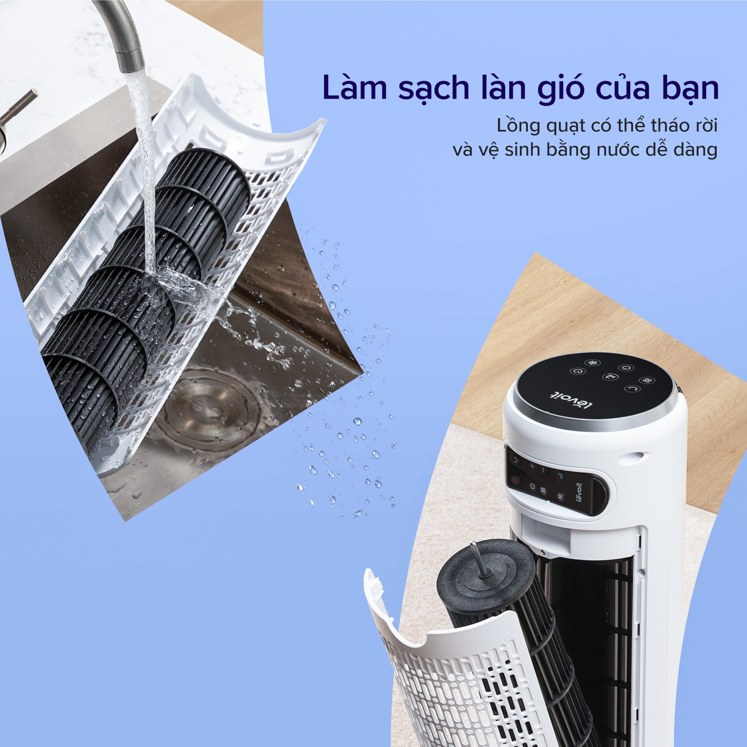 Lồng quạt có thể tháo rời dễ dàng để vệ sinh