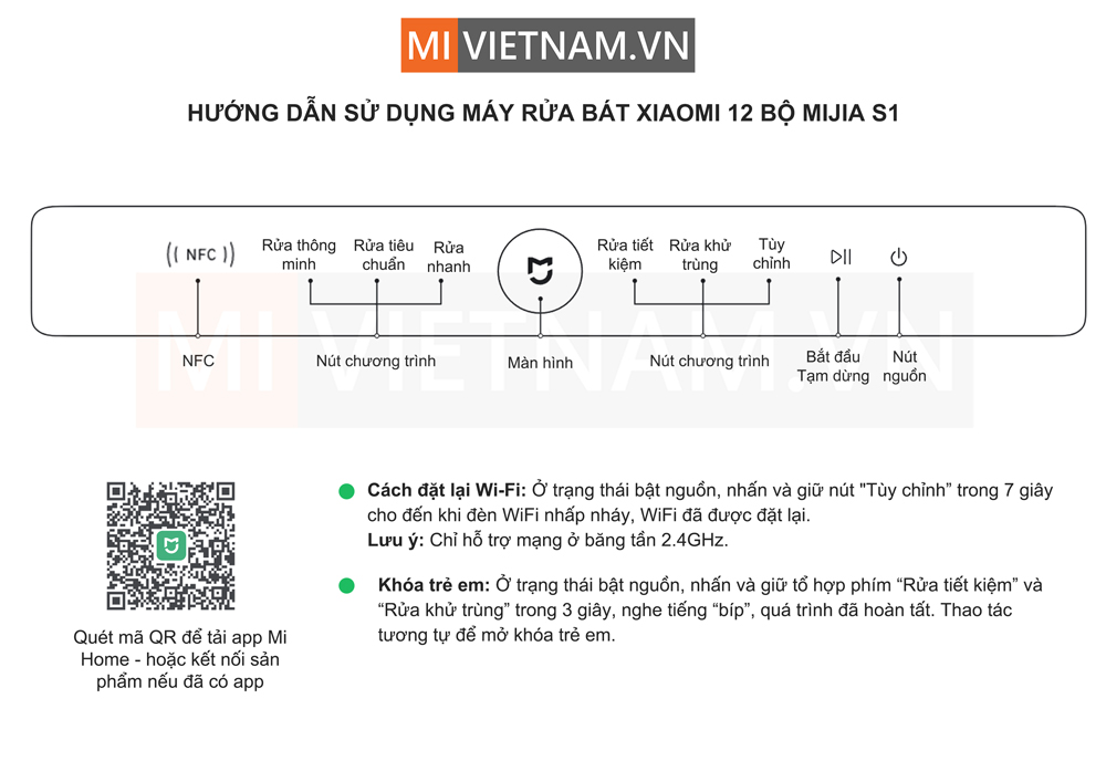 Máy rửa bát, rửa chén Xiaomi 12 bộ Mijia S1 - Hàng chính hãng
