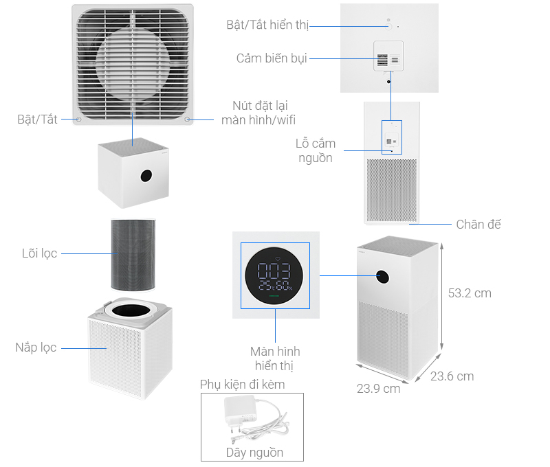 Máy lọc không khí Xiaomi Smart Air Purifier 4 lite EU (BHR5274GL) 33W