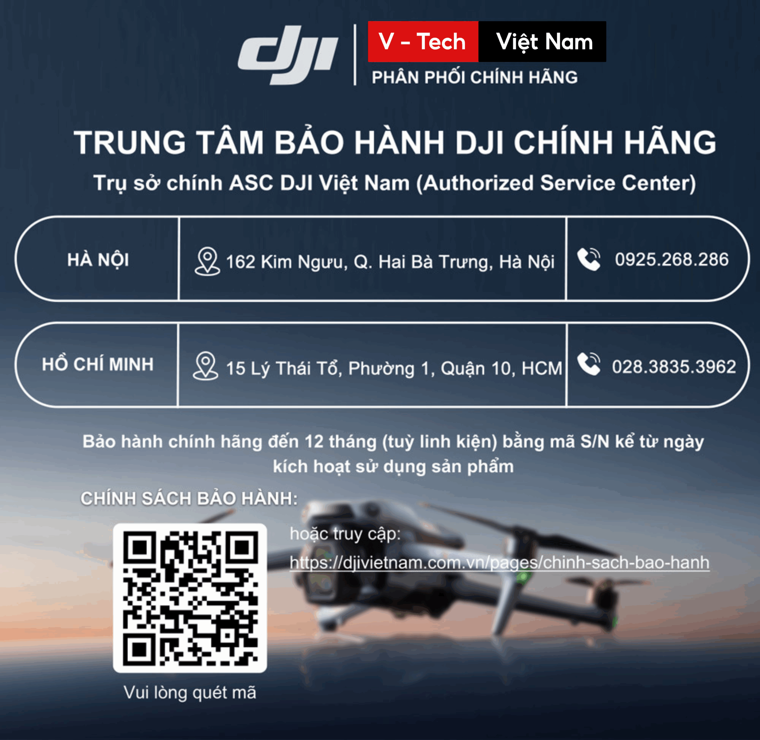 Chính sách bảo hành các sản phẩm DJI tại Việt Nam