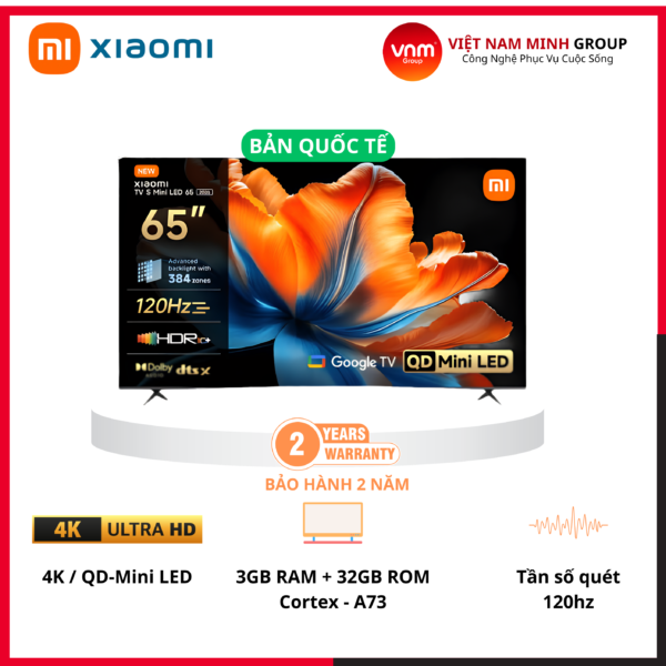Tivi Xiaomi S Mini Led 65 inch 2026 – Hình ảnh siêu nét, giá tốt
