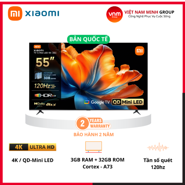 Tivi Xiaomi S Mini Led 55 inch 2026 – Hình ảnh siêu nét, giá tốt