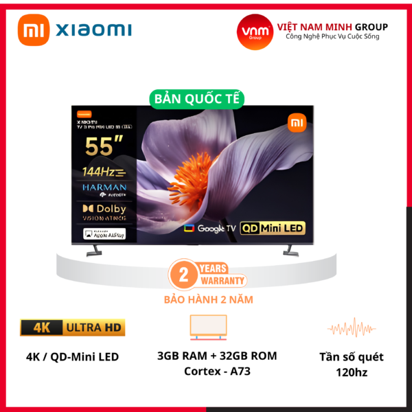Tivi Xiaomi S Pro Mini LED 55 2026 – Bản Quốc Tế – 4K/144Hz – 3GB/32GB