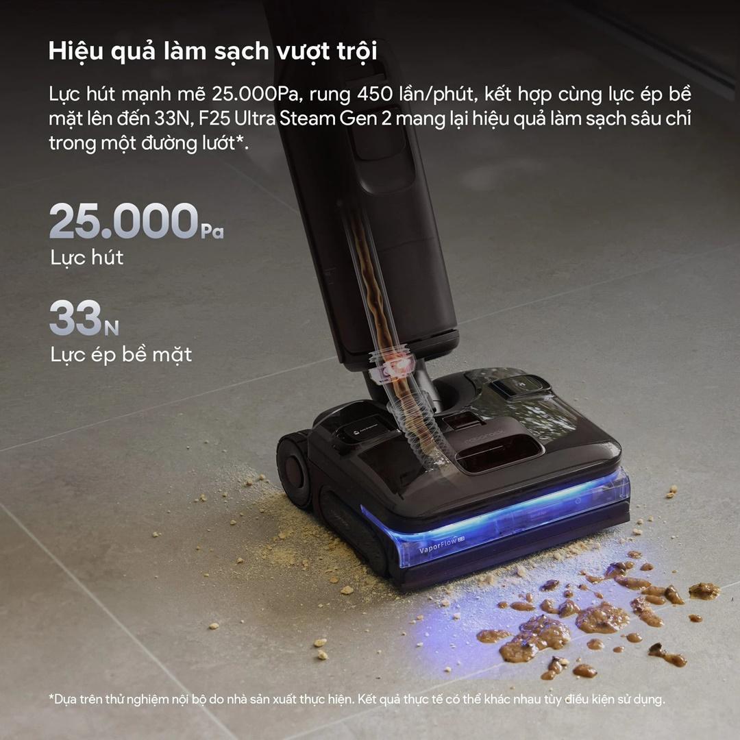 Roborock ra mat F25 Ultra Steam Gen 2 May hut bui lau san hoi nuoc 180°C lam sach sat mep hieu qua 4 - Việt Nam Minh Group - Vua Công Nghệ