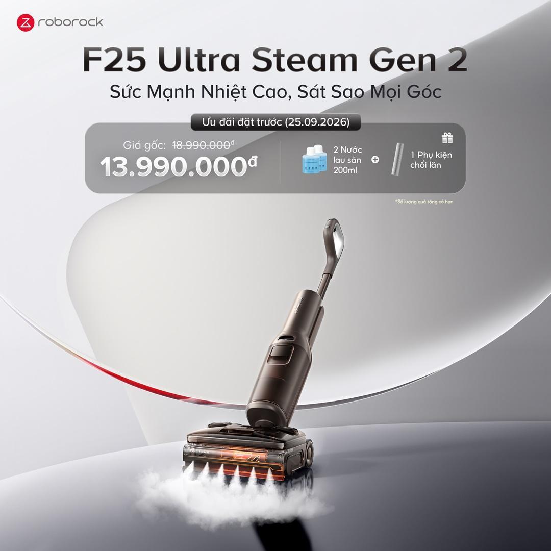 Roborock ra mat F25 Ultra Steam Gen 2 May hut bui lau san hoi nuoc 180°C lam sach sat mep hieu qua 9 - Việt Nam Minh Group - Vua Công Nghệ